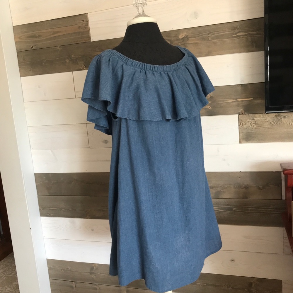 Madewell ⚜️ Blue Linen Rio Ruffled Top Dress - Picture 4 of 14